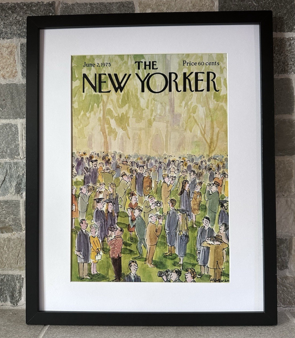 Framed 1975 The New Yorker Cover June 2 James Stevenson Graduates
